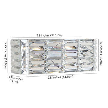 Evelyn Crystal Rectangle Iron/Crystal Glam Modern LED Vanity Light - JONATHAN Y